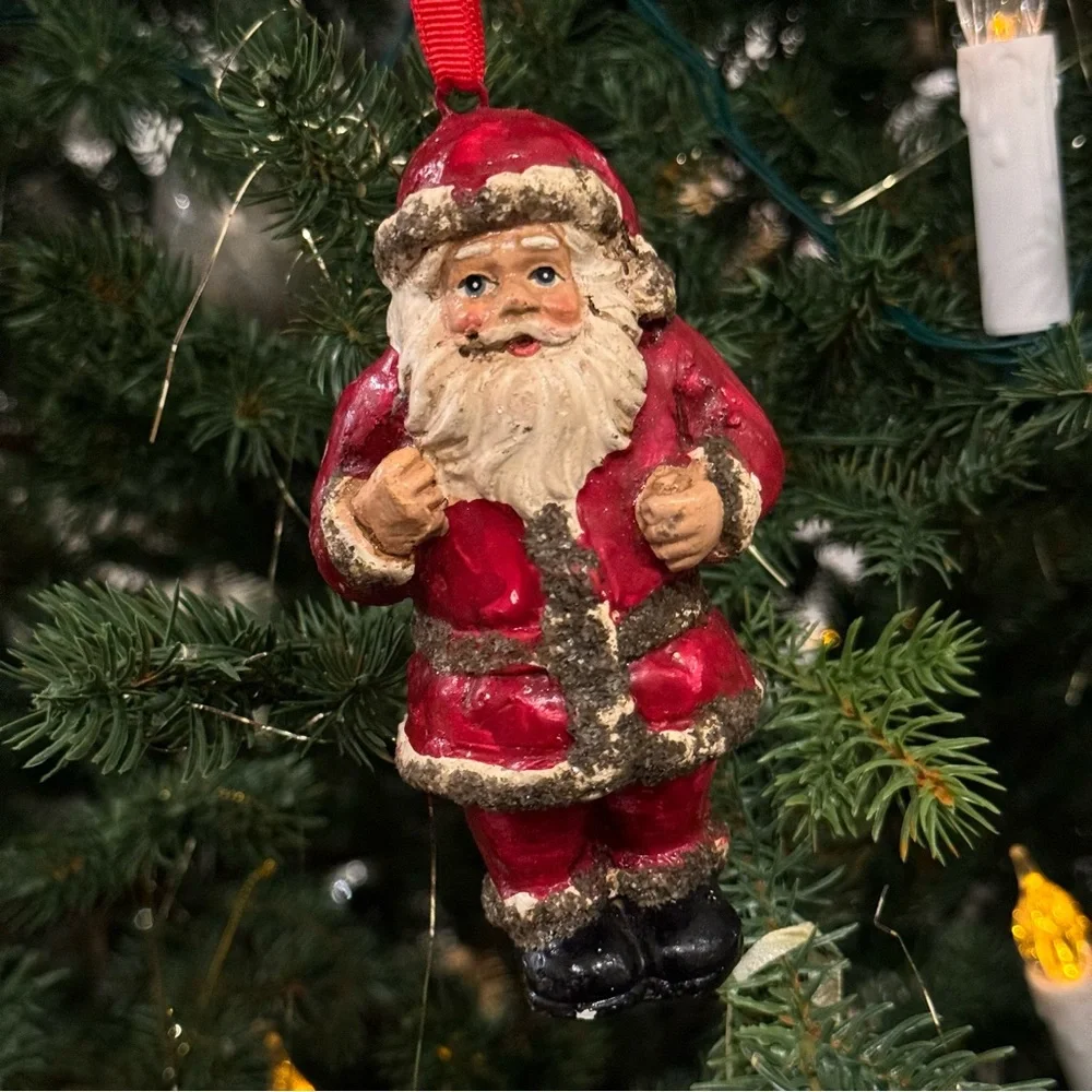 Vintage Pottery Barn Ceramic/ Glass Christmas Ornament: Santa